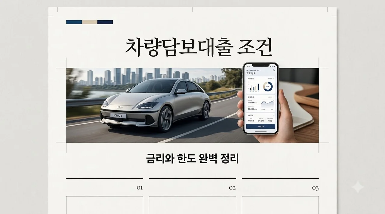 차량담보대출조건 한눈에 비교: 2026년 금리와 한도 완벽 정리